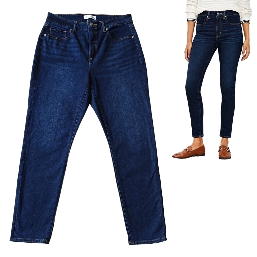 LOFT Curvy High Rise Skinny Jeans Classic Dark Indigo Wash Casual Stretch